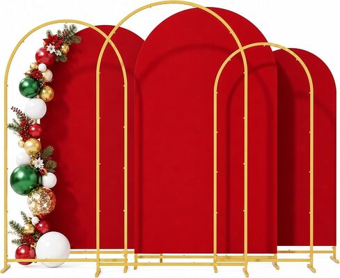 6+6.6+7.2ft Arch Backdrop Stand, 3pcs Metal Background Frame with Cover | Complete 3-frame kit, wedding, baby shower, birthday, bridal, photo booth, party, garden & balloon decor. easy setup. in Kuwait
