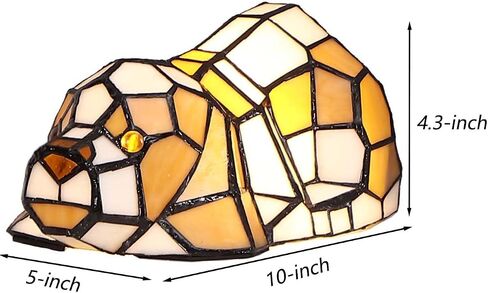 Bieye L10210 Tiffany Style Stained Glass Accent Dog Table Lamp for Home Decor, Orange in Kuwait