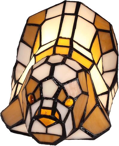 Bieye L10210 Tiffany Style Stained Glass Accent Dog Table Lamp for Home Decor, Orange in Kuwait
