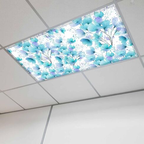 Fluorescent Light Covers, Purple Flowers Magnetic Light Covers for Ceiling Lights, Spring Blooms Botanicals Watercolor Floral Fluorescent Ceiling Shade for Classroom Bedroom Office 4x2Ft x 2PCS in Kuwait