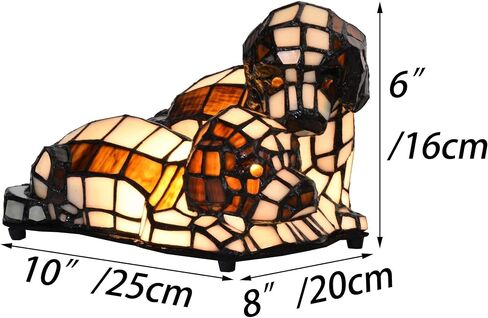 Bieye L10772 Dogs in Love Tiffany Style Stained Glass Accent Table Lamp Night Light for Bedside Living Room Bedroom Animal Pet Lovers Home Decoration in Kuwait