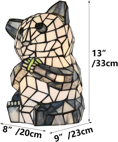 Bieye L10831 Sitting Panda Bear Eating Bamboo Shoots Tiffany Style Stained Glass Accent Table Lamp Night Light for Bedside Living Room Decoration in Kuwait