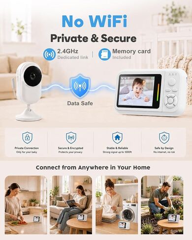 Baby Monitor with Camera and Audio, 2.8" Screen No WiFi Baby Monitor for Nursery and Travel, Portable Baby Camera Monitor with Auto Night Vision, VOX, 2-Way Talk, Temperature Sensor & Lullabies in Kuwait