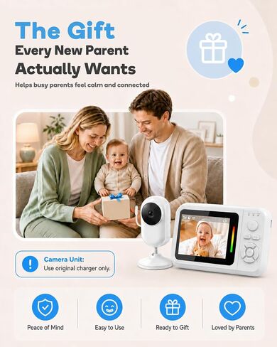 Baby Monitor with Camera and Audio, 2.8" Screen No WiFi Baby Monitor for Nursery and Travel, Portable Baby Camera Monitor with Auto Night Vision, VOX, 2-Way Talk, Temperature Sensor & Lullabies in Kuwait