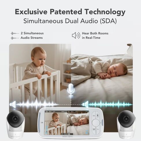 Infant Optics DXR-8 PRO SS (Split-Screen), Patented Simultaneous Dual Audio (SDA), 5" HD Video Baby Monitor with 2 Cameras, Patented A.N.R., No WiFi, Pan Tilt Zoom, Hack-Proof in Kuwait