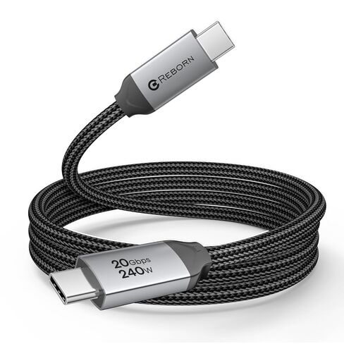 Reborn USB C Monitor Display Cable 6FT, 8K/4K@144Hz/60Hz Video, 20Gbps Data Transfer, 240W PD Charging, USB C 3.2 Gen 2x2 Type C Compatible with MacBook, iPhone 17, XPS, Portable Monitor, CarPlay in Kuwait