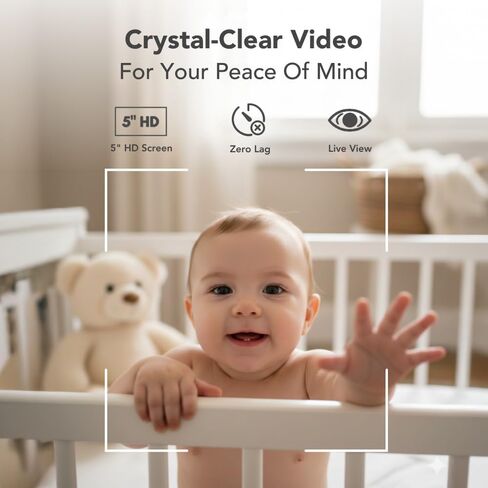 Infant Optics DXR-8 PRO SS (Split-Screen), Patented Simultaneous Dual Audio (SDA), 5" HD Video Baby Monitor with 2 Cameras, Patented A.N.R., No WiFi, Pan Tilt Zoom, Hack-Proof in Kuwait