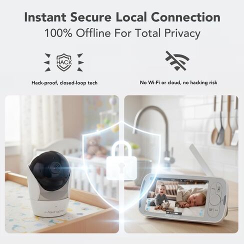 Infant Optics DXR-8 PRO SS (Split-Screen), Patented Simultaneous Dual Audio (SDA), 5" HD Video Baby Monitor with 2 Cameras, Patented A.N.R., No WiFi, Pan Tilt Zoom, Hack-Proof in Kuwait