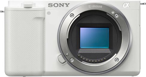 Sony Alpha ZV-E10 (Body Only) Vlog Camera (White)| APS-C Sensor | Compact Creator Tool, 24.2 MP APS-C Sensor, 4K Video, Vari-Angle Screen + Spare Extra Battery + 64GB Card + Camera Case in Kuwait