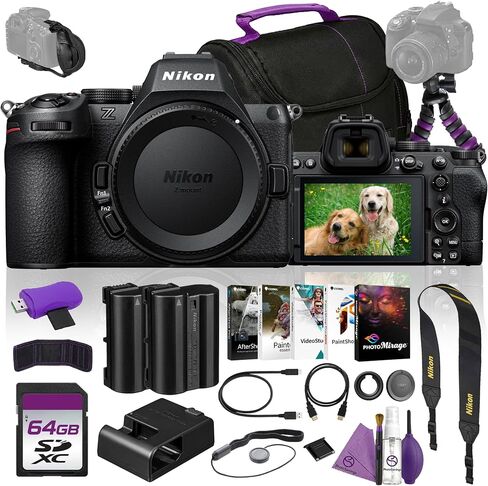 Nikon Z5 II Mirrorless Camera Body FX Format 24.5MP 4K60p 5 Axis Stabilization Bundle with Replacement Battery + Camera Bag + Cleaning Kit + Flexible Tripod + 64GB Memory Card + Hand Strap + More in Kuwait