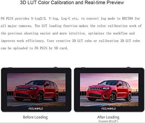 FEELWORLD F6 Plus Camera Monitor 6 Inch Touch Screen 4K 3D LUT HDR Waveform IPS FHD1920x1080, HDMI Field Monitor On DSLR Camera with F750 Battery Tilt Arm Carry Bag in Kuwait