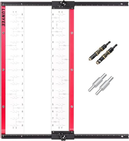 LUNYEE Shelf Pin Jig with Self-Centering Drill Bits, 1/4 Inch & 5mm Shelf Pin Drilling Jig for 32mm System, Cabinet Hole Drilling Template, Cabinet Installation, Closet Shelving, 17 Hole Rows in Kuwait