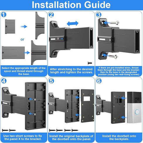 Adjustable 2" to 4.7" Doorbell Extender Mount for Ring (2nd Gen-2020 Release), Brick Mount Extension Doorbell Angle Mount, Brick Wall Mounting Bracket Holder Accessories for Wider View in Kuwait