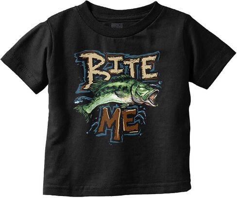 Funny Fishing Humor Bite Me Joke Toddler Baby Graphic T Shirt in Kuwait