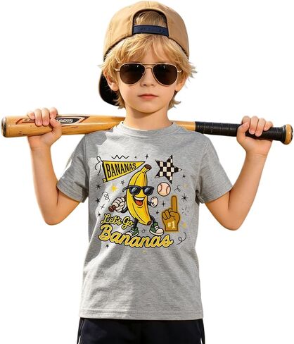 IZYJOY Baseball Shirt for Toddler Boy Girl Banana Star Baseball Tshirt Let’s Go Banana Tee Kids Baseball Outfit Game Day Top in Kuwait