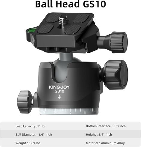 KINGJOY 72'' Aluminum Camera Tripod, Travel Tripod with 360° Ball Head, Phone Holder, Carry Bag, Wireless Remote Control, Compatible with DSLR, Phone, Spotting Scopes, Laser Level, Max Load 11 lb in Kuwait