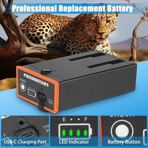 4-Pack 6700mAh Power Mag Battery for Moultrie Battery Pack Edge 2 Batteries | Compatible with Moultrie Edge, Edge Pro, Edge 2 Pro , Edge 3, Edge 3 Pro Cellular Trail Cameras, with 4 USB-C Charging Cables in Kuwait