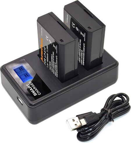 LP-E10 2-Pack 1600mAh Replacement for Canon LP E10 Battery and LCD Dual Charger Compatible with Canon EOS Rebel T7 T6 T5 T3 T100,Kiss X50 X70 X80 X90,EOS 1100D 1200D 1300D 2000D 3000D 4000D Cameras in Kuwait