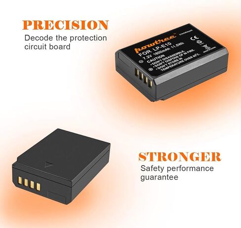 LP-E10 2-Pack 1600mAh Replacement for Canon LP E10 Battery and LCD Dual Charger Compatible with Canon EOS Rebel T7 T6 T5 T3 T100,Kiss X50 X70 X80 X90,EOS 1100D 1200D 1300D 2000D 3000D 4000D Cameras in Kuwait