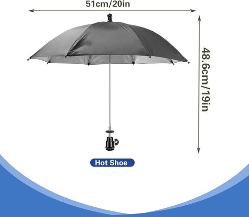 DSLR Mirrorless Camera Hot Shoe Umbrella, 19.7 Inch Large Diameter 360 Swivel Adjustable Waterproof Camera Sun Shade & Rain Cover Protector for Outdoor Photographing Filming in Kuwait
