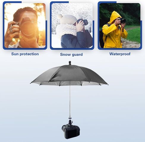 DSLR Mirrorless Camera Hot Shoe Umbrella, 19.7 Inch Large Diameter 360 Swivel Adjustable Waterproof Camera Sun Shade & Rain Cover Protector for Outdoor Photographing Filming in Kuwait
