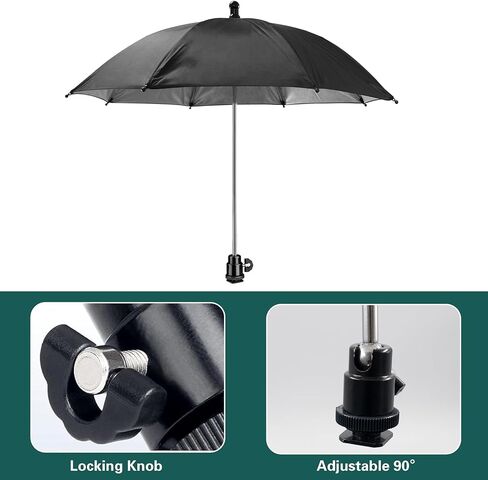DSLR Mirrorless Camera Hot Shoe Umbrella, 19.7 Inch Large Diameter 360 Swivel Adjustable Waterproof Camera Sun Shade & Rain Cover Protector for Outdoor Photographing Filming in Kuwait