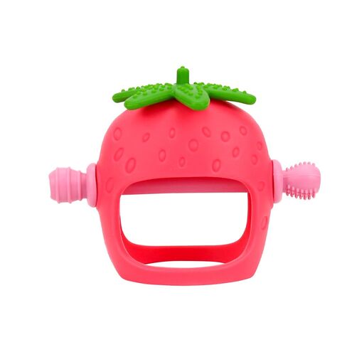 Strawberry Baby Teething Toy, Food Grade Silicone Teething Mitten, Anti Dropping Wrist Hand Teethers, Silicone Teethers Baby Chew Toys for Babies, Sucking Needs Over 3 Months, BPA Free in Kuwait