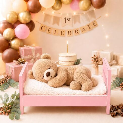 AceOrbit Photography Bed Props Wooden Vintage Photo Prop Photoshoot Props for Studio Photographers Photo Sessions Detachable Bed, 16.5 x 11 Inch (Pink) in Kuwait