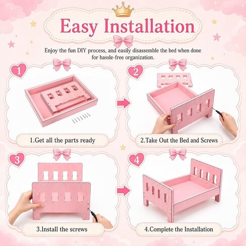 AceOrbit Photography Bed Props Wooden Vintage Photo Prop Photoshoot Props for Studio Photographers Photo Sessions Detachable Bed, 16.5 x 11 Inch (Pink) in Kuwait