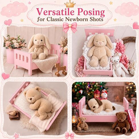 AceOrbit Photography Bed Props Wooden Vintage Photo Prop Photoshoot Props for Studio Photographers Photo Sessions Detachable Bed, 16.5 x 11 Inch (Pink) in Kuwait