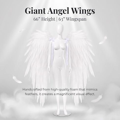 whitefeather Angel Wings Costume Accessory for Halloween, Large 5.24', Lightweight for Adults, Photography Prop in Saudi Arabia