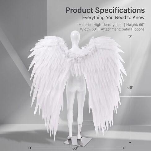 whitefeather Angel Wings Costume Accessory for Halloween, Large 5.24', Lightweight for Adults, Photography Prop in Saudi Arabia