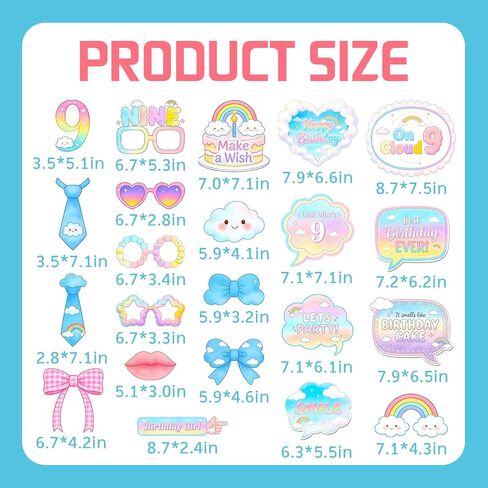 Cloud 9 Birthday Decorations, On Cloud 9 Birthday Decorations for Girls Photo Booth Props, On Cloud Nine Party Decorations, 22PCS On Cloud 9 Birthday Props for Girls Birthday Party Supplies in Kuwait