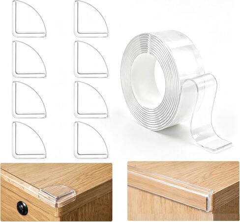 Silicone Corner Protectors & Edge Guards Kit, 0.8in x 6.6ft Clear Edge Protector, Self Adhesive Table Corner Guards Pads, Waterproof Furniture Safety Guards for Sharp Edges, Childproofing for Home in Kuwait