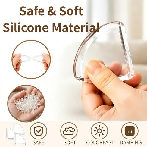 Silicone Corner Protectors & Edge Guards Kit, 0.8in x 6.6ft Clear Edge Protector, Self Adhesive Table Corner Guards Pads, Waterproof Furniture Safety Guards for Sharp Edges, Childproofing for Home in Kuwait