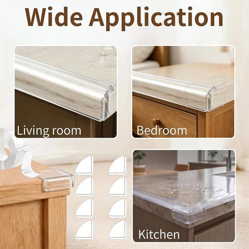 Silicone Corner Protectors & Edge Guards Kit, 0.8in x 6.6ft Clear Edge Protector, Self Adhesive Table Corner Guards Pads, Waterproof Furniture Safety Guards for Sharp Edges, Childproofing for Home in Kuwait