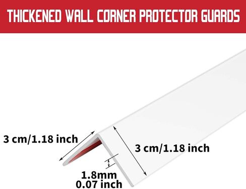 Wall Corner Protector PVC Self-Adhesive Guards for Furniture, Cabinet Edge Protection (White, 1.18“X 48"-12Pcs) in Kuwait