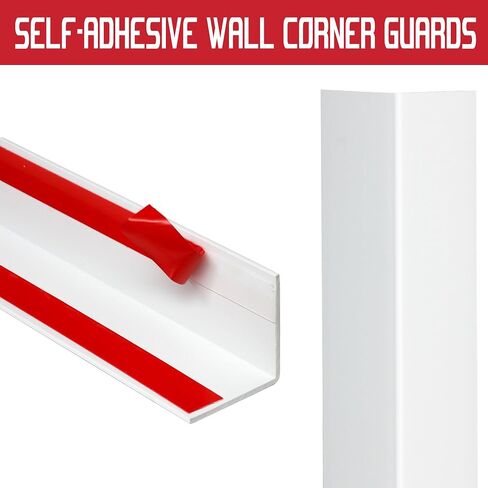 Wall Corner Protector PVC Self-Adhesive Guards for Furniture, Cabinet Edge Protection (White, 1.18“X 48"-12Pcs) in Kuwait