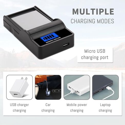2-Pack NB-4L Battery, LCD Slim USB Charger Compatible for Canon ELPH 100 HS | 300 HS, 310 HS, 330 HS, VIXIA mini, Powershot SD400, SD450, SD600, SD630, SD750, SD780, SD940, SD1000, SD1100 is, SD1400 is in Kuwait