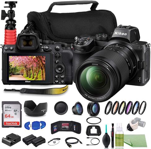 Nikon Z 5 Mirrorless Digital Camera with 24-200mm Lens (1641) + Color 6pcs Filter Set + EN-EL15 Battery + Ultra 64GB Card + Case + Memory Card Wallet + 12 Inch Flexible Tripod + More in Kuwait