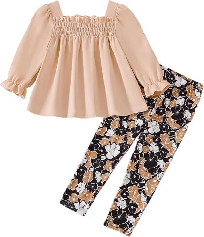 Toddler Baby Girl Clothes Fall Winter Outfits Ruffle Shirt Floral Pant Set in Kuwait