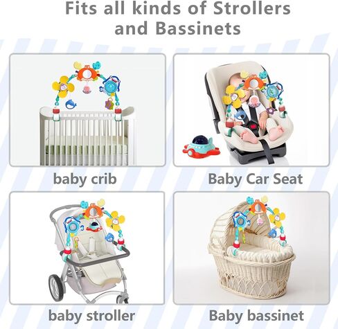 Musical Baby Stroller Arch, Travel Car Seat Toys, Baby Play Arch Crib Accessory, Mobile for Bassinet, Pram Activity Arch Bar for Babies Infants in Kuwait