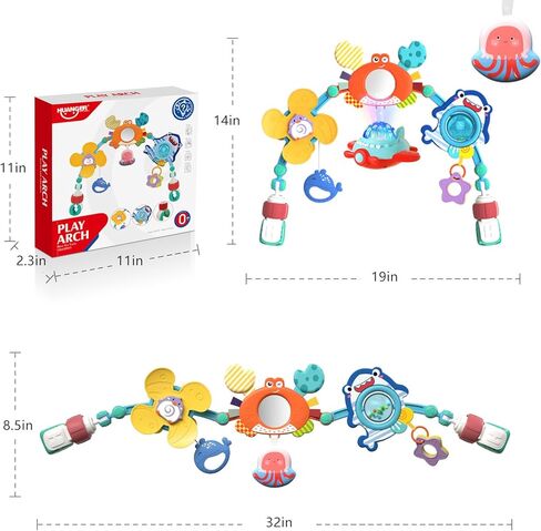 Musical Baby Stroller Arch, Travel Car Seat Toys, Baby Play Arch Crib Accessory, Mobile for Bassinet, Pram Activity Arch Bar for Babies Infants in Kuwait