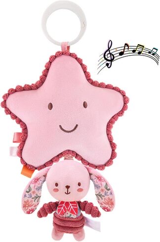Pull Down Musical Baby Toy for Stroller & Car Seat, Plush Sensory Hanging Toy with Bounce Back Action, Infant Travel Toy for Newborns in Kuwait