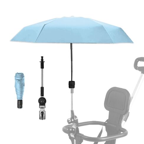 Adjustable Steering Angle, Clip-On All-Round Protection, Convenient and Lightweight, for Sun Protection, Stroller Umbrella, Baby Umbrella Stroller Accessory（Blue） in Kuwait