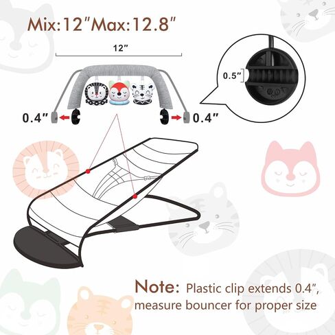 iGRATENS Baby Bjorn Bouncer Toy Bar, 3pcs Reversible Animal Plushie 3-Inch Two-Sided Flip Plush Toy in Black and White & Colorful Design, Dual-view Effect, Easy to Attach & Remove, Soft & Fun for Baby in Kuwait