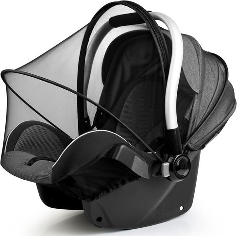 Universal Baby Car Seat Mosquito Net with Flexible Frame, Breathable 2-Way Zipper Mesh Bug Cover, Elastic Edge Infant Shield Compatible with Doona Stroller Travel Carrier, (Black) in Kuwait