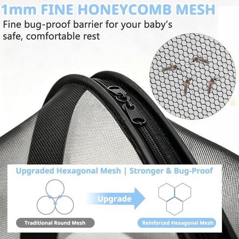 Universal Baby Car Seat Mosquito Net with Flexible Frame, Breathable 2-Way Zipper Mesh Bug Cover, Elastic Edge Infant Shield Compatible with Doona Stroller Travel Carrier, (Black) in Kuwait