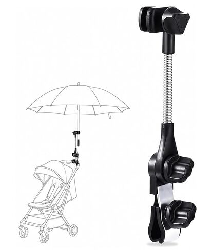 Umbrella Holder for Stroller Chair, Universal 360° Adjustable Umbrella Clamp Mount for Stroller, Beach Chair, Wheelchair & Golf Cart - Tool-Free Installation for Sun & Rain Protection in Kuwait