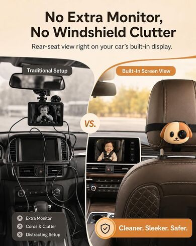 Cabin Care 1080P Baby Car Camera Wireless CarPlay Adapter for iPhone Only | Baby view on screen, split nav, night vision, 150° wide, No Android Support in Kuwait